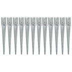 Picas de tierra 12 uds acero galvanizado plateado 10x10x76 cm