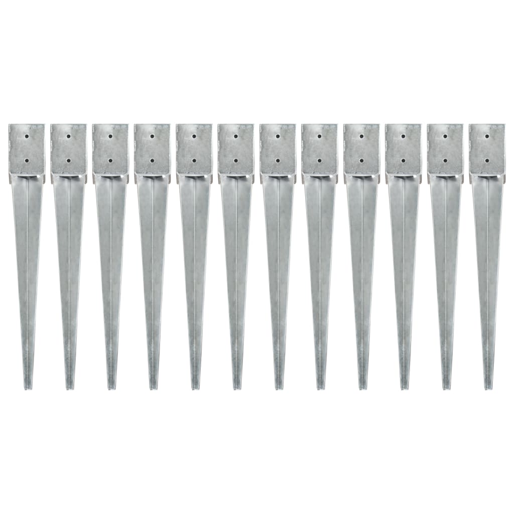 Picas de tierra 12 uds acero galvanizado plateado 10x10x76 cm