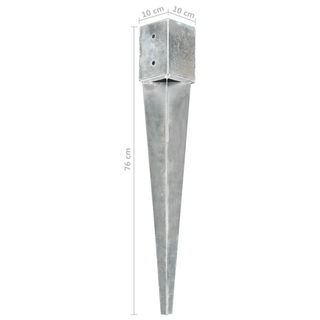 Picas de tierra 12 uds acero galvanizado plateado 10x10x76 cm