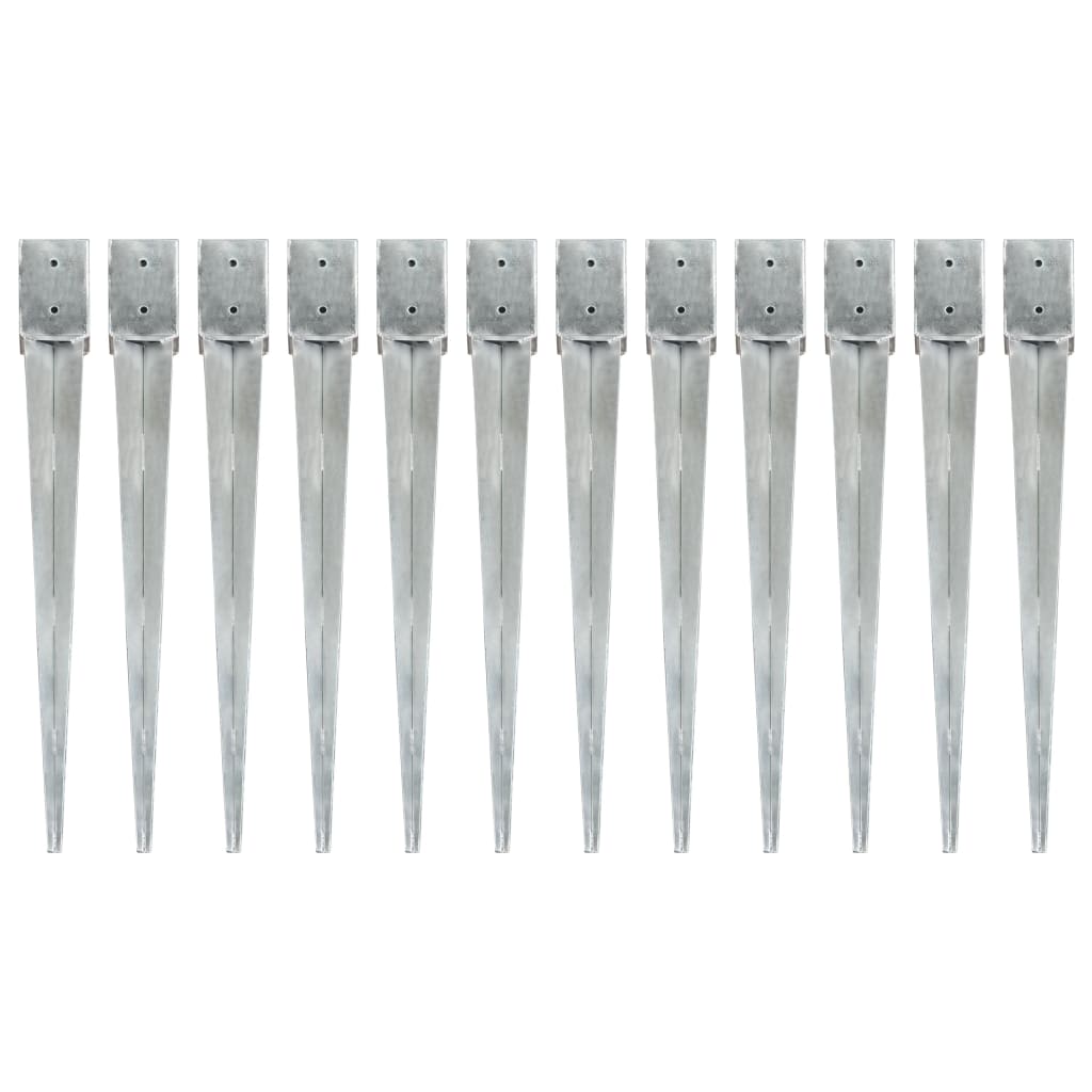 Picas de tierra 12 uds acero galvanizado plateado 10x10x76 cm