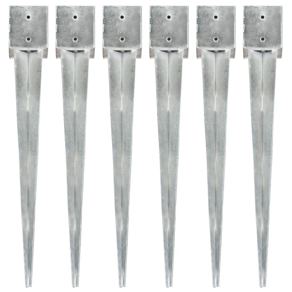 Picas de tierra 12 uds acero galvanizado plateado 10x10x76 cm