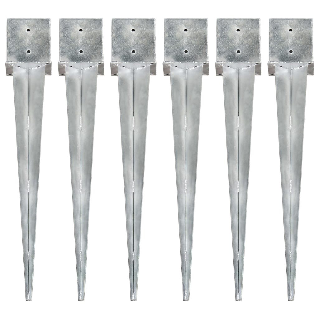 Picas de tierra 12 uds acero galvanizado plateado 10x10x76 cm