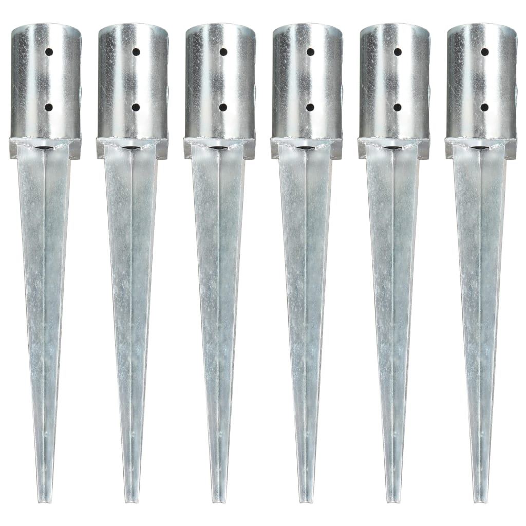 Picas de tierra 12 uds acero galvanizado plateado 10x10x76 cm