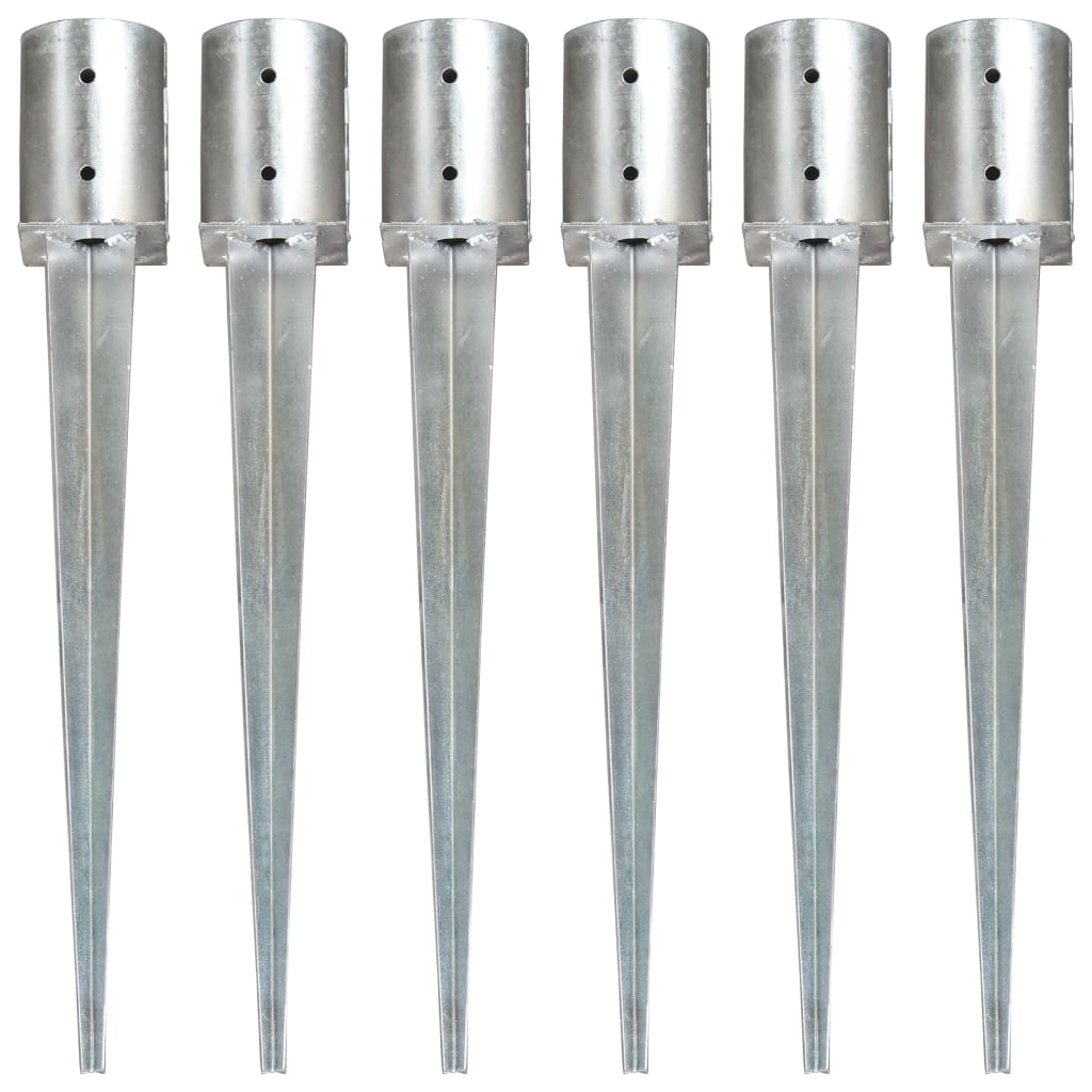 Picas de tierra 12 uds acero galvanizado plateado 10x10x76 cm