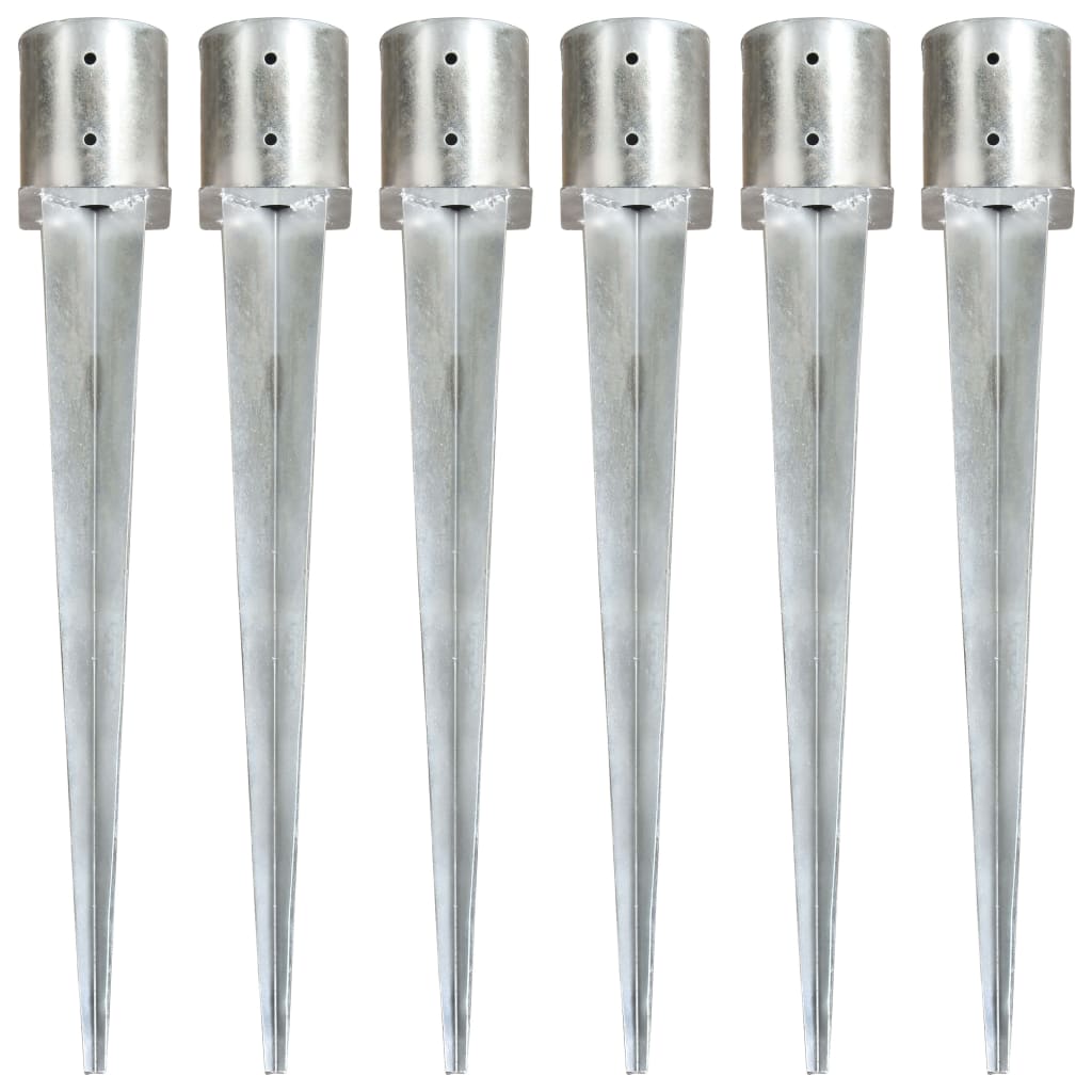 Picas de tierra 12 uds acero galvanizado plateado 10x10x76 cm