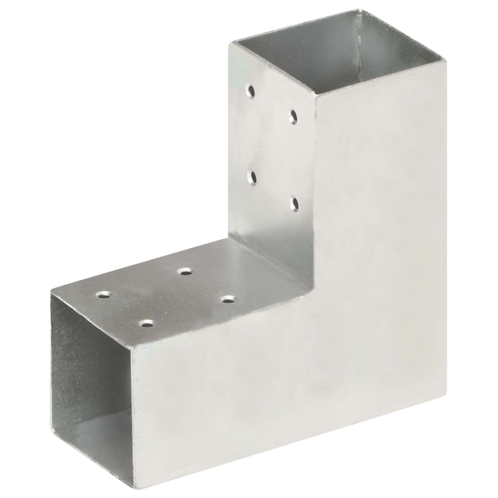 L-shaped post connector, galvanized metal, 101x101 mm
