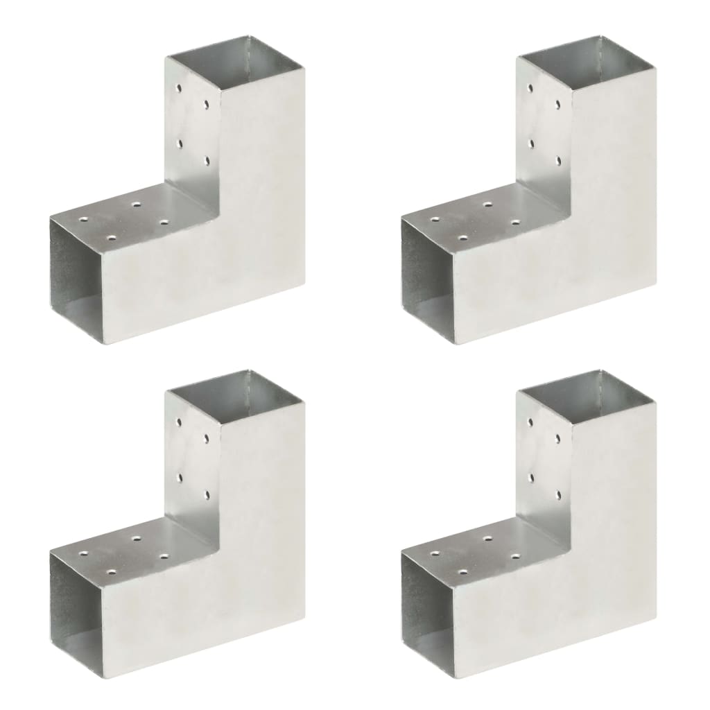 L-shaped post connector, galvanized metal, 101x101 mm