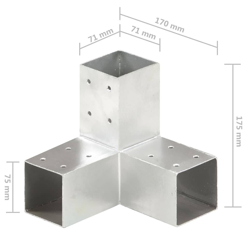 Y-Post Connectors 4 pcs galvanized metal 71x71 mm