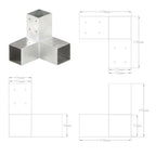 Y-Post Connectors 4 pcs galvanized metal 71x71 mm