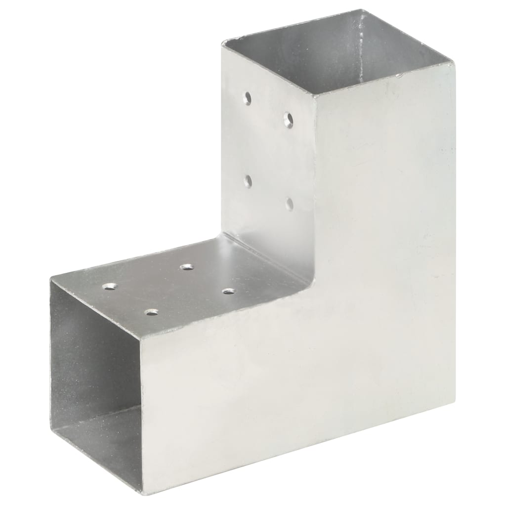 L-shaped post connector, galvanized metal, 101x101 mm