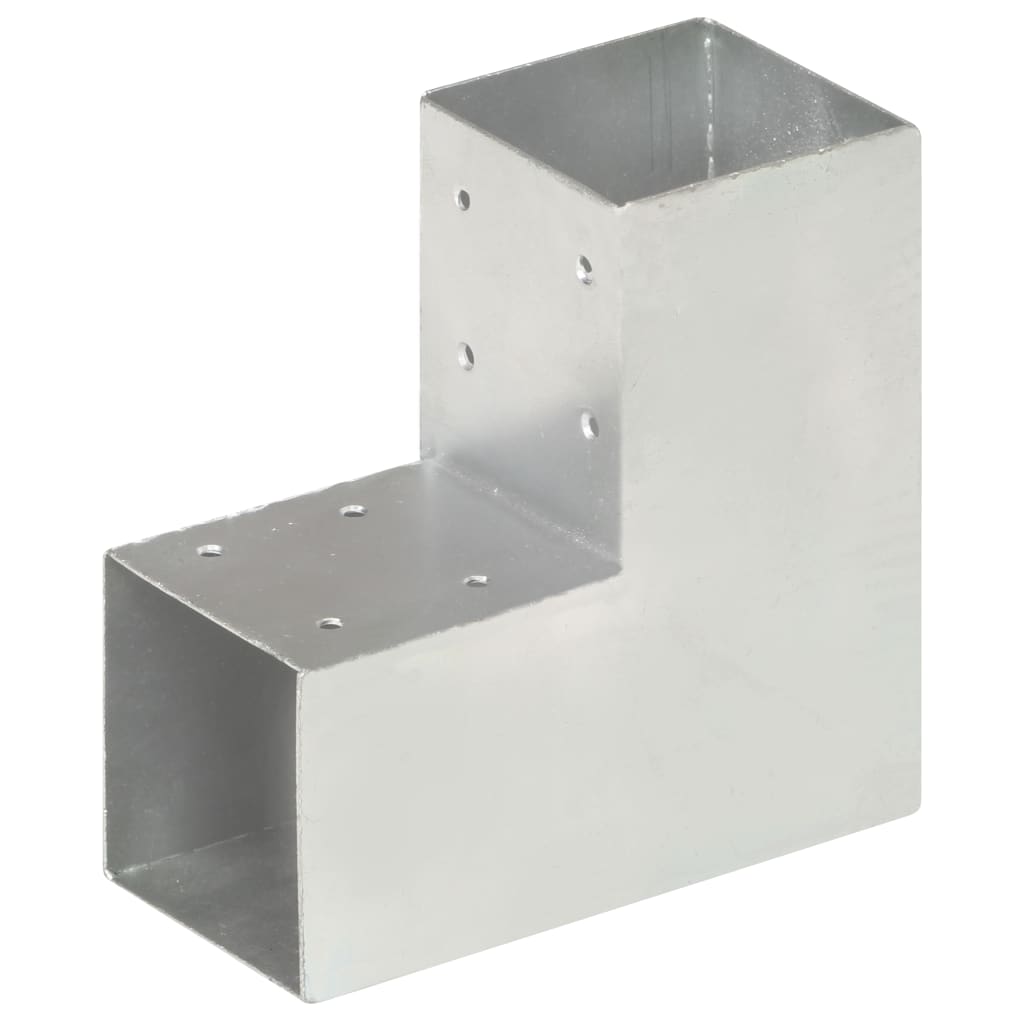 L-shaped post connector, galvanized metal, 101x101 mm