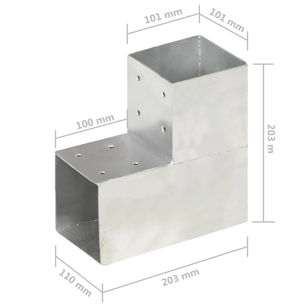 Conector de postes en forma de L metal galvanizado 101x101 mm