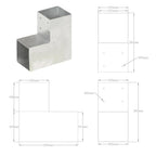 Conector de postes en forma de L metal galvanizado 101x101 mm
