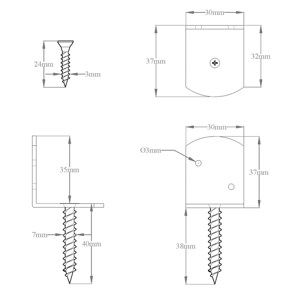Soportes del panel de la valla 4 uds en L metal galvanizado