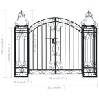 Puerta de jardín decorativa de hierro forjado 122x20,5x100 cm
