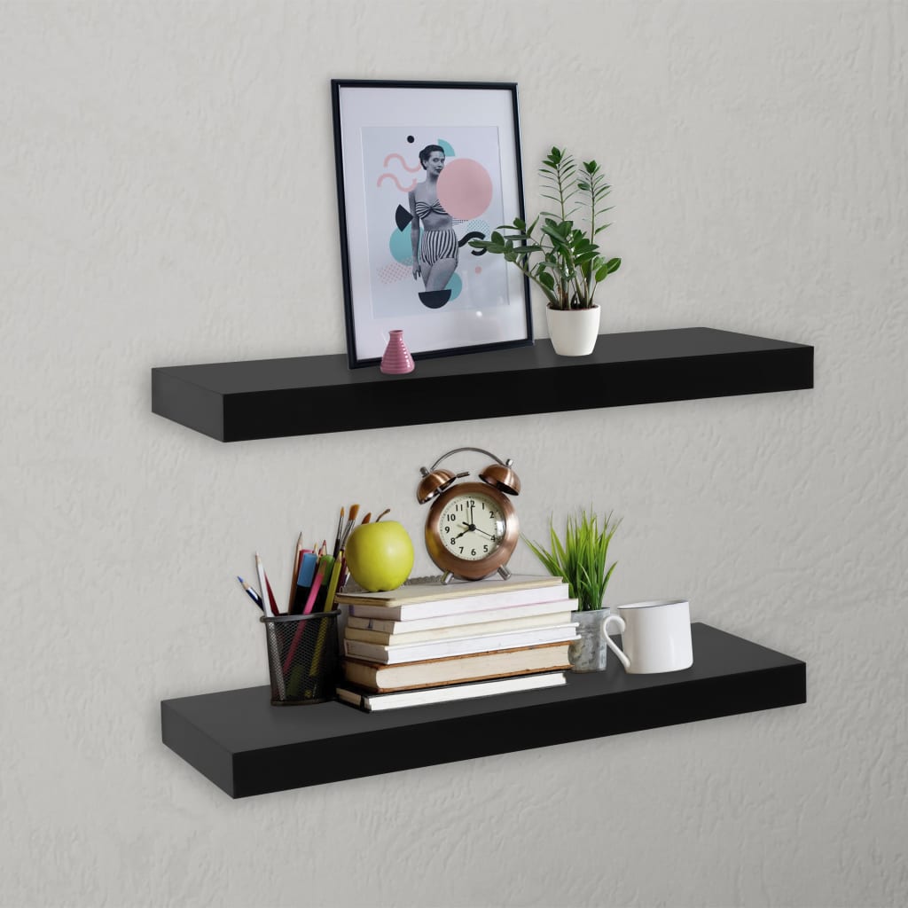 Estantes flotantes de pared 2 uds MDF blanco para libros/DVD
