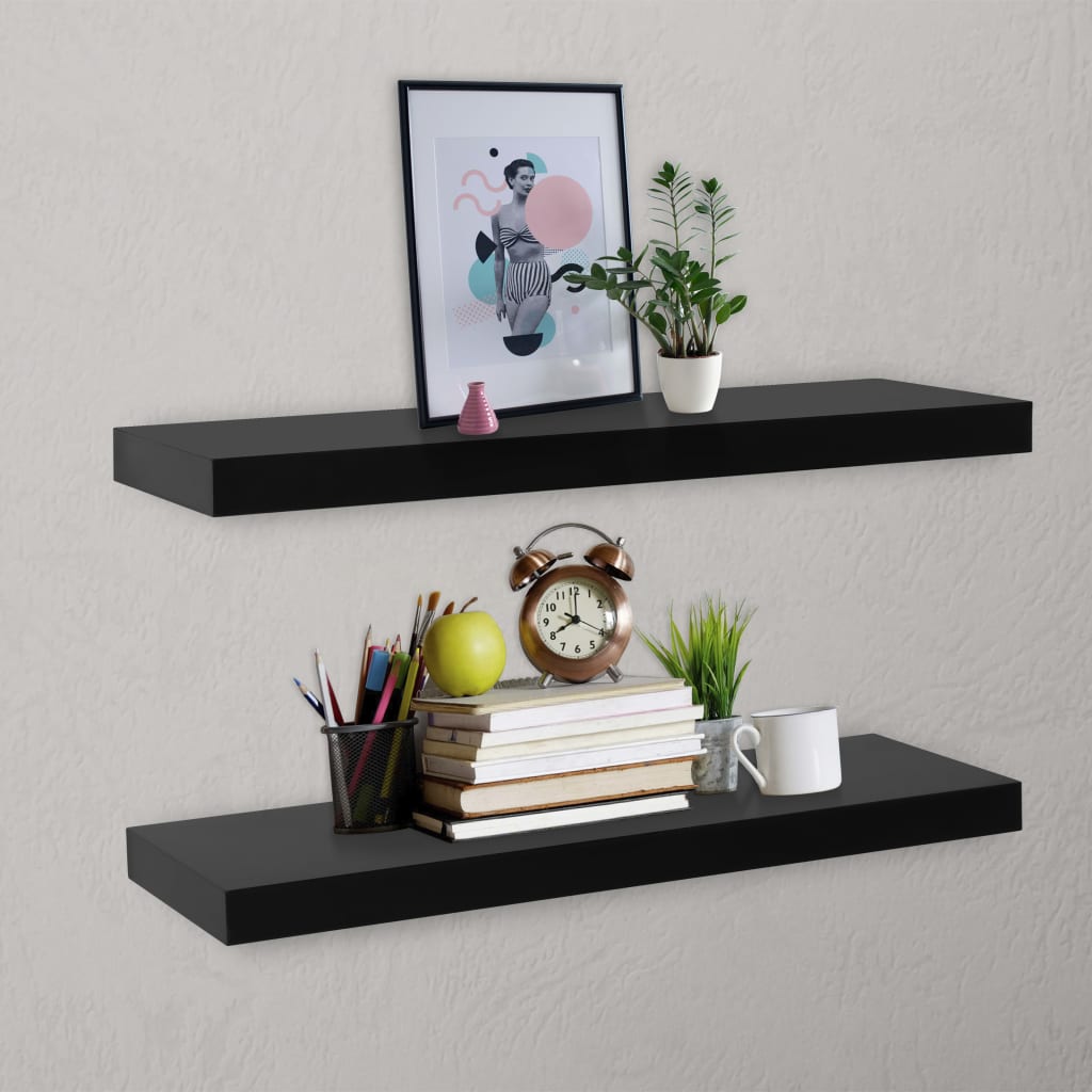 Estantes flotantes de pared 2 uds MDF blanco para libros/DVD