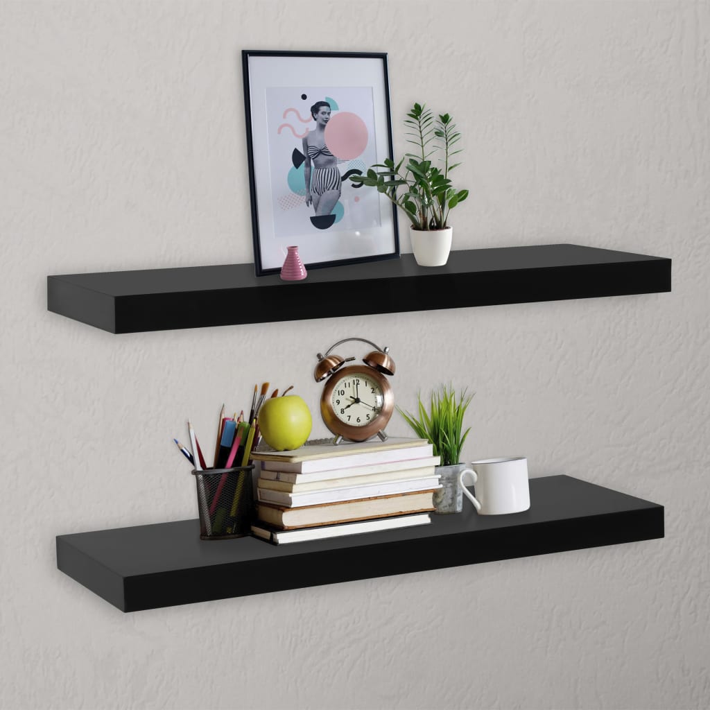 Estantes flotantes de pared 2 uds MDF blanco para libros/DVD