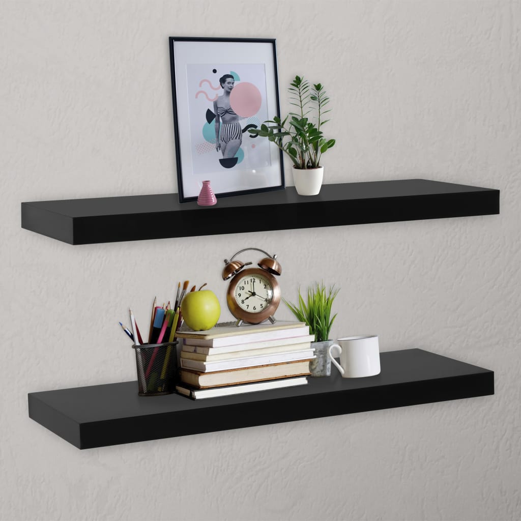 Estantes flotantes de pared 2 uds MDF blanco para libros/DVD