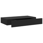 Estante flotante de pared con cajón negro 48x25x8 cm