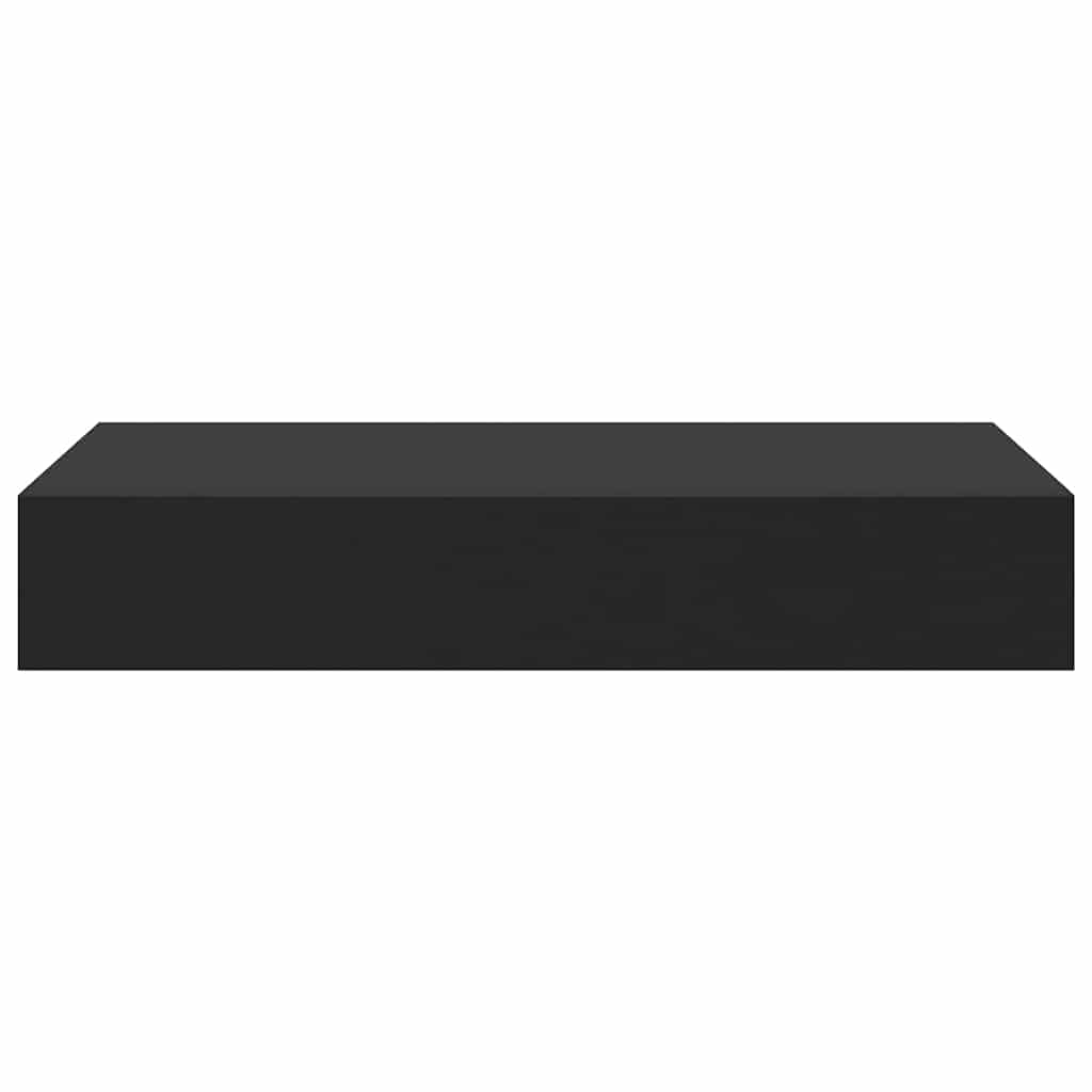 Estante flotante de pared con cajón negro 48x25x8 cm