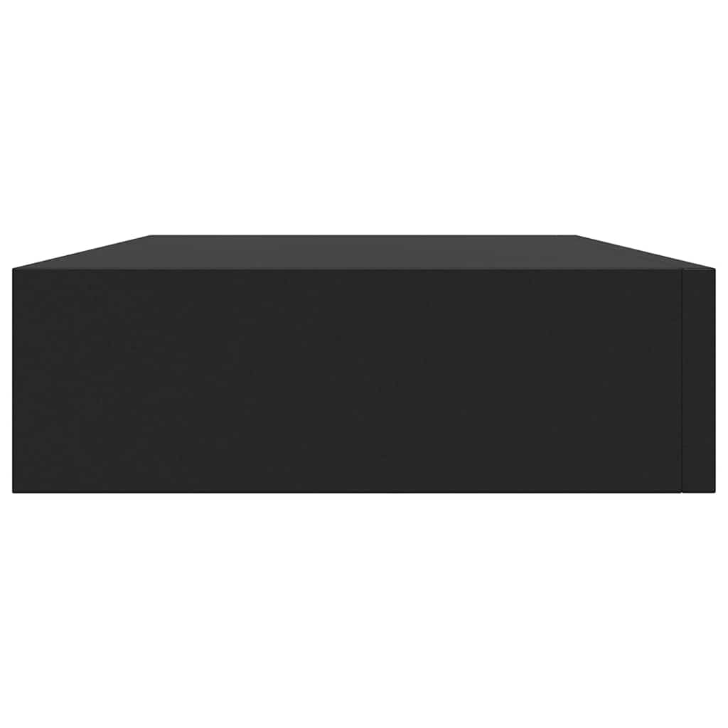 Estante flotante de pared con cajón negro 48x25x8 cm