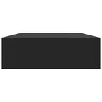 Estante flotante de pared con cajón negro 48x25x8 cm