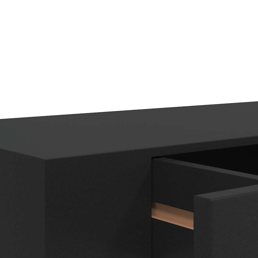 Estante flotante de pared con cajón negro 48x25x8 cm
