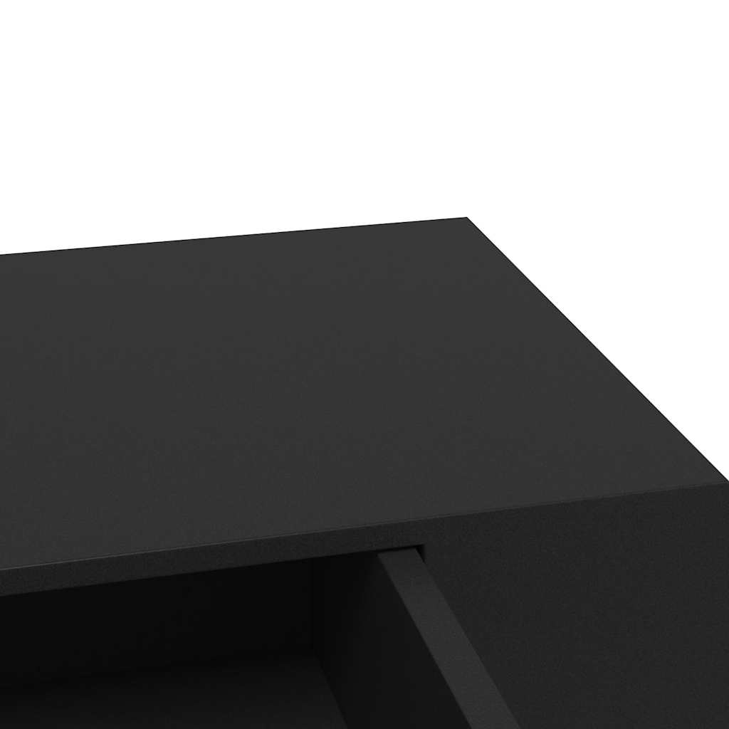 Estante flotante de pared con cajón negro 48x25x8 cm