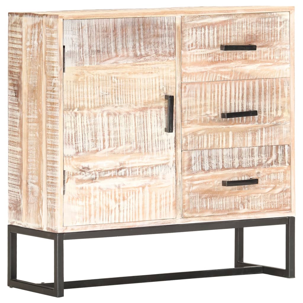 Aparador de madera maciza de acacia blanco 73x30x75 cm