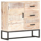 Aparador de madera maciza de acacia blanco 73x30x75 cm