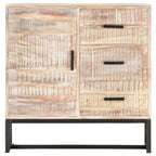 Aparador de madera maciza de acacia blanco 73x30x75 cm