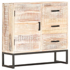 Aparador de madera maciza de acacia blanco 73x30x75 cm