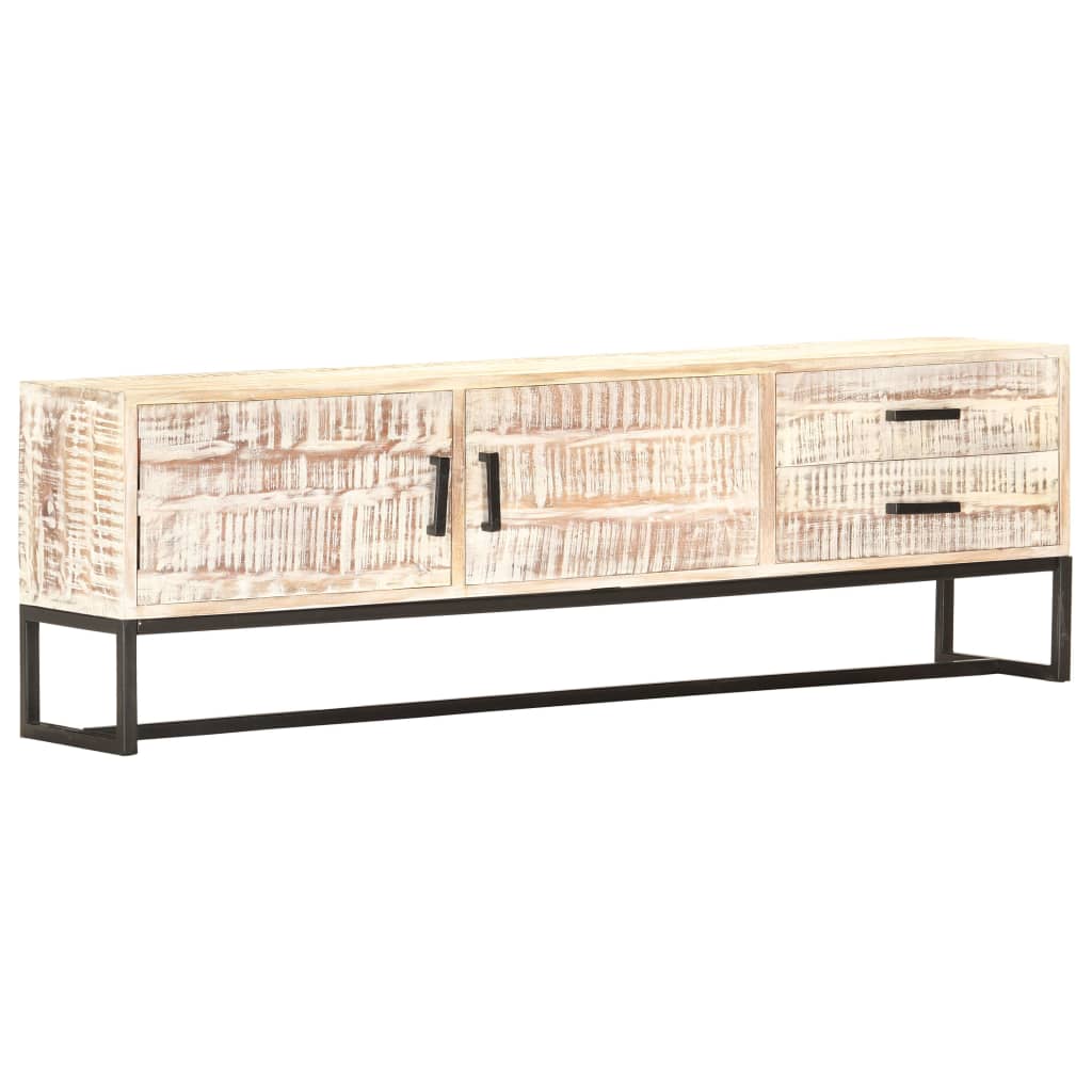 Mueble para TV de madera maciza de acacia blanco 140x30x45 cm