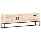 Mueble para TV de madera maciza de acacia blanco 140x30x45 cm