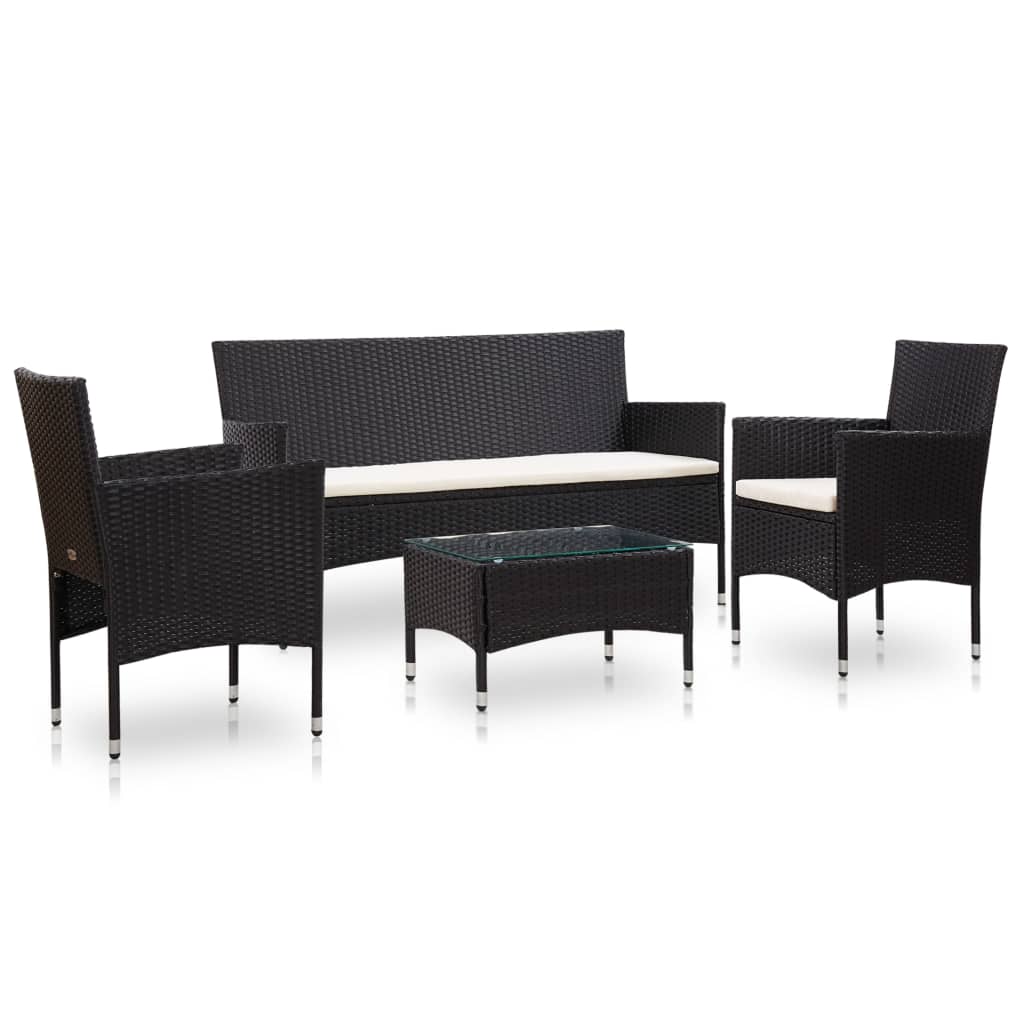 Set de muebles de jardín 4 pzas y cojines ratán sintético gris