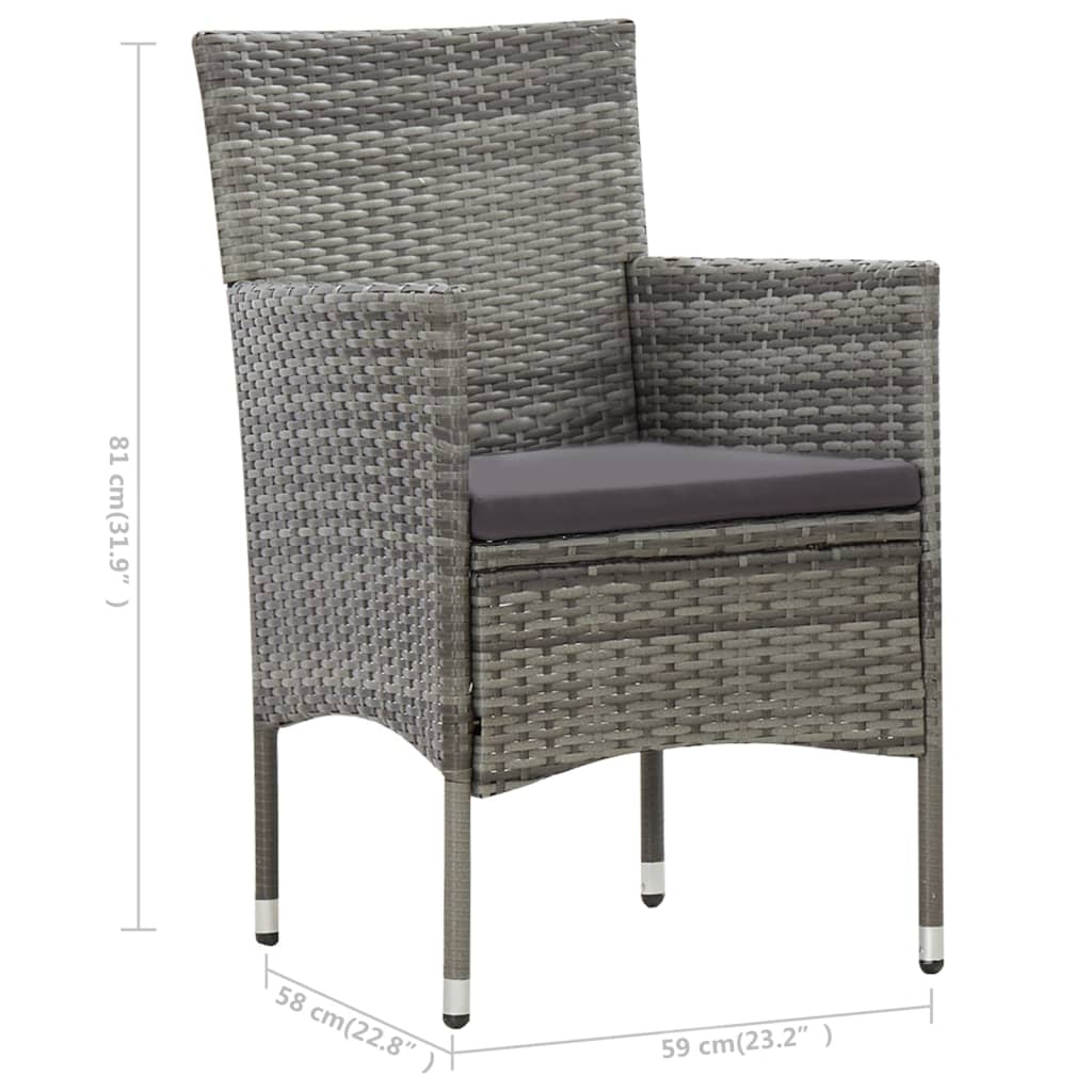Set de muebles de jardín 4 pzas y cojines ratán sintético gris