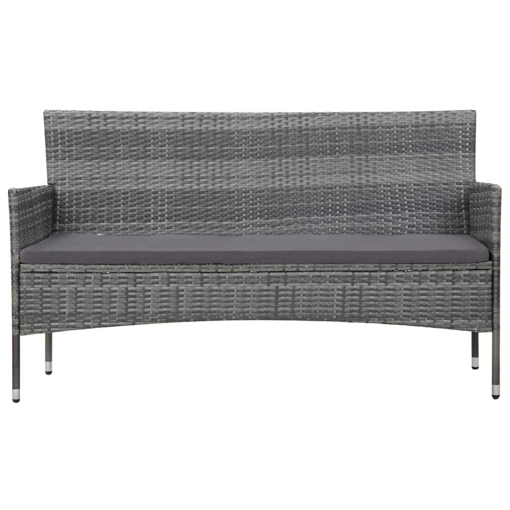 Set de muebles de jardín 4 pzas y cojines ratán sintético gris
