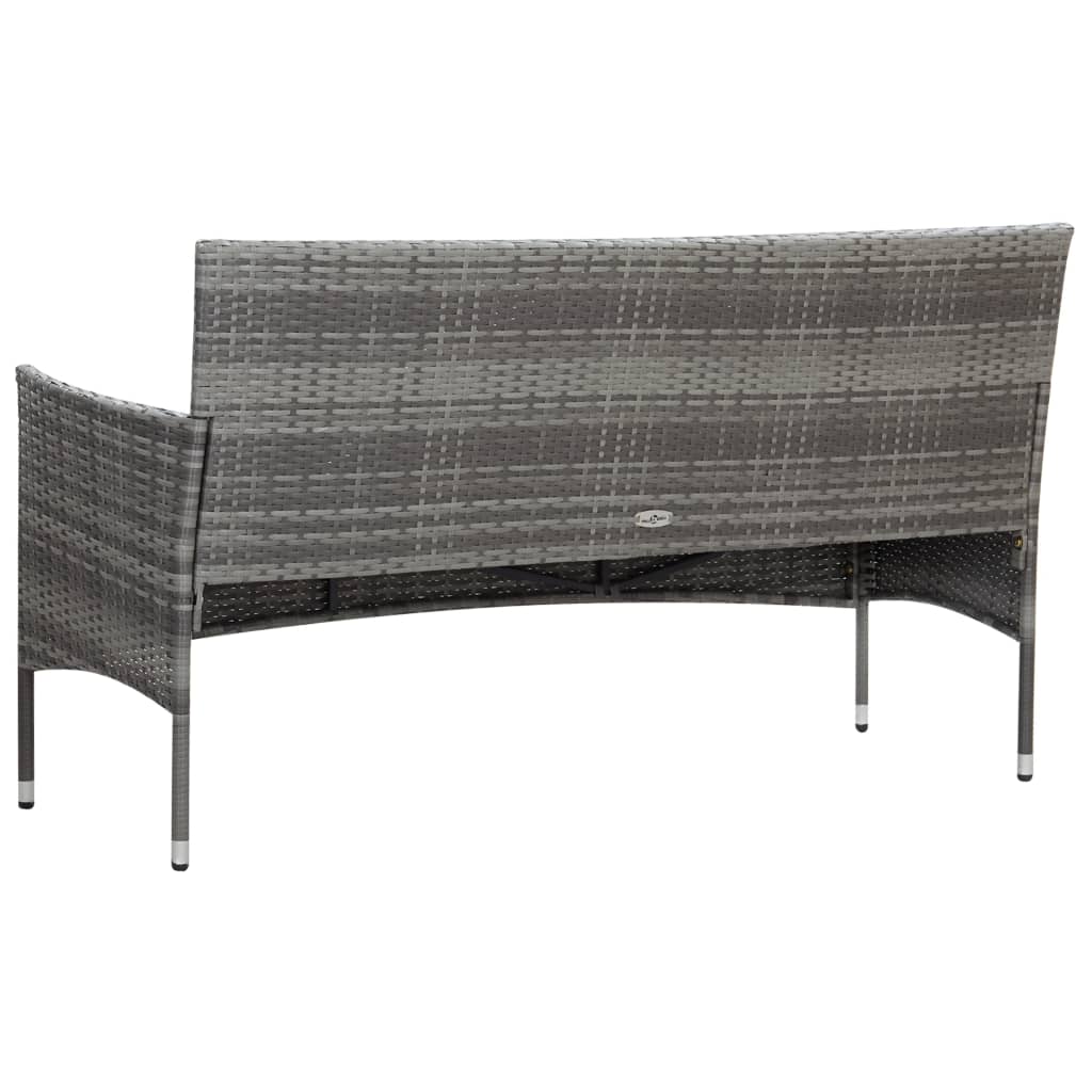 Set de muebles de jardín 4 pzas y cojines ratán sintético gris