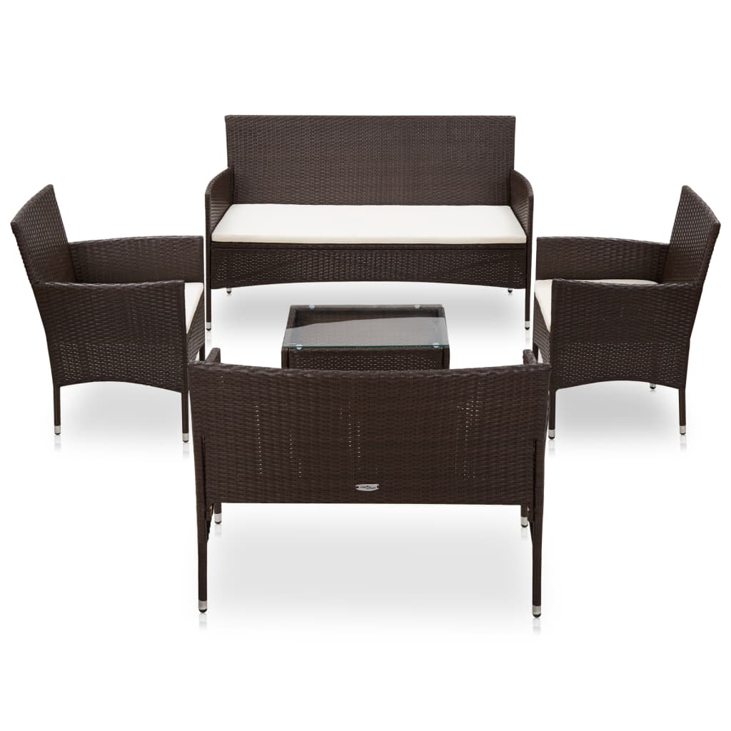 Set de muebles de jardín 4 pzas y cojines ratán sintético gris