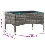 Mesa de centro de ratán sintético gris 60x40x36 cm