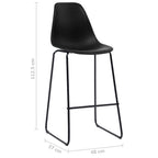 Juego de mesa alta y taburetes 3 piezas plástico negro