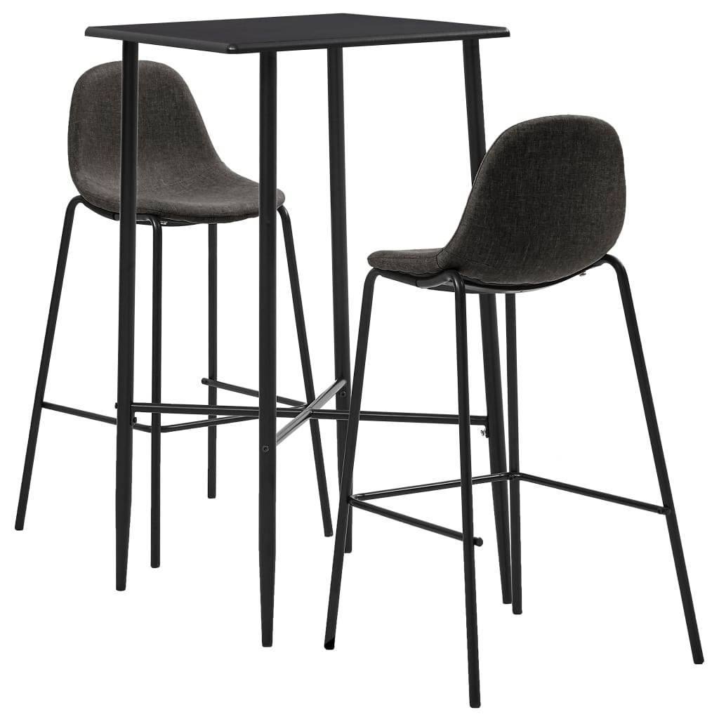Juego de mesa alta y taburetes 3 piezas plástico negro
