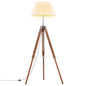 Teak Solid Wood Tripod Floor Lamp Brown and White 141 cm
