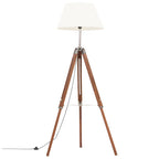 Lámpara de trípode madera maciza de teca marrón y blanco 141 cm