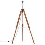 Lámpara de trípode madera maciza de teca marrón y blanco 141 cm