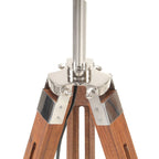 Lámpara de trípode madera maciza de teca marrón y blanco 141 cm