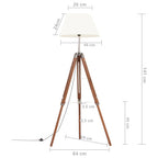 Lámpara de trípode madera maciza de teca marrón y blanco 141 cm