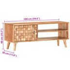 Mueble para TV de madera maciza de acacia 100x30x40 cm