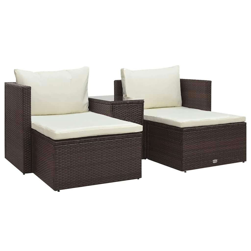 Juego de muebles de jardín 3 piezas con cojines PP blanco